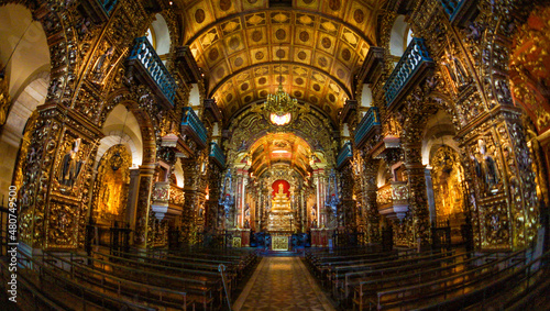 Brazil, Rio de Janeiro, February 2016, Monastery of St. Benedict, interior decoration