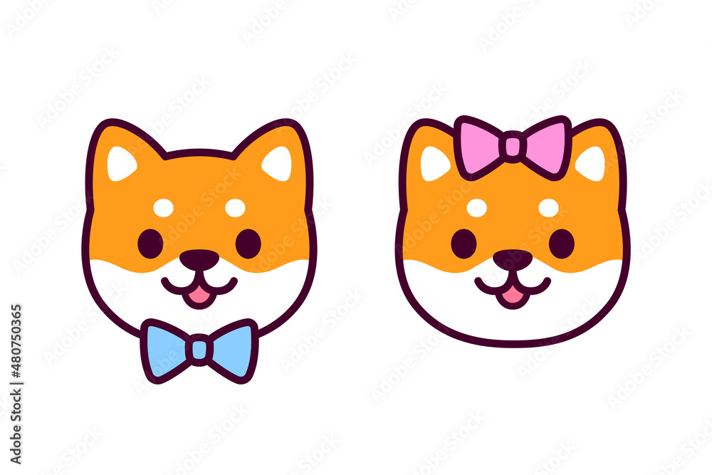 Male and female cute dog icon