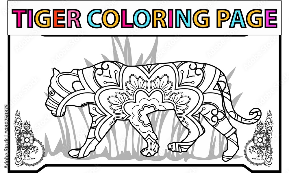 Obraz premium Tiger Coloring vector for adults