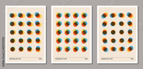 Set of minimal 20s geometric design poster, vector template photo