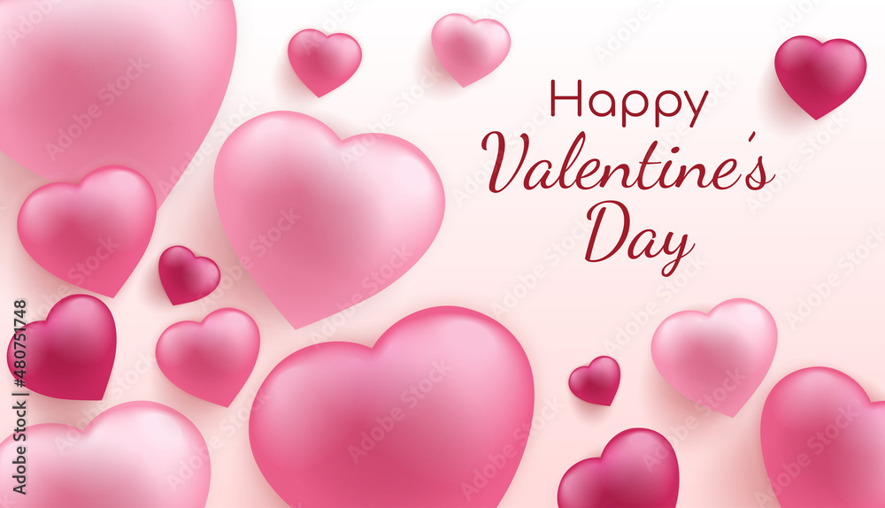 3d illustration of 14th February happy valentine's day wish card and poster