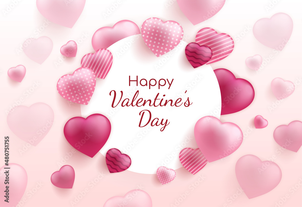 3d illustration of 14th February happy valentine's day wish card and poster