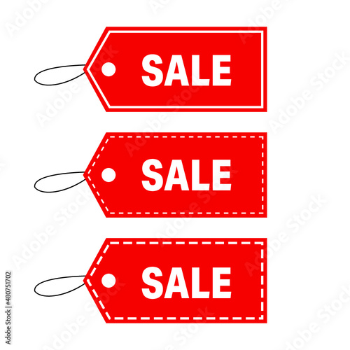 Red sale pricetags isolated on a white background. Special offers and discount tags, Vector