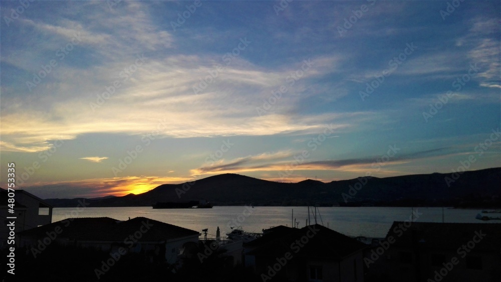 sunset in the mountains, Croatia, Trogir sunset in the mountains, Croatia, Trogir