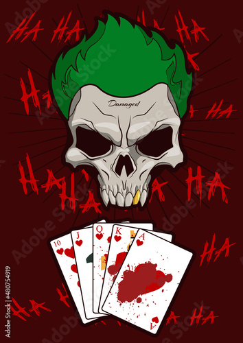 Skull and Playing Cards Vector Illustration photo