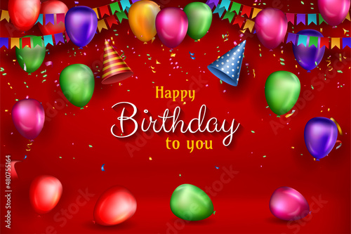 red abstract birthday banner background decoration