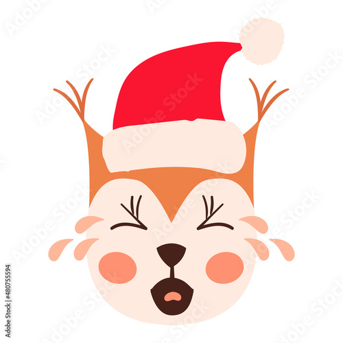 Squirrel emoji heads santa hat set hh