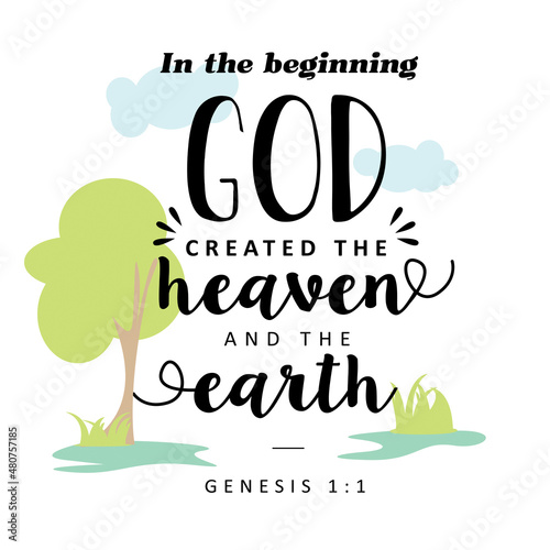 Genesis 1:1 KJV Bible Verse Quote Design photo