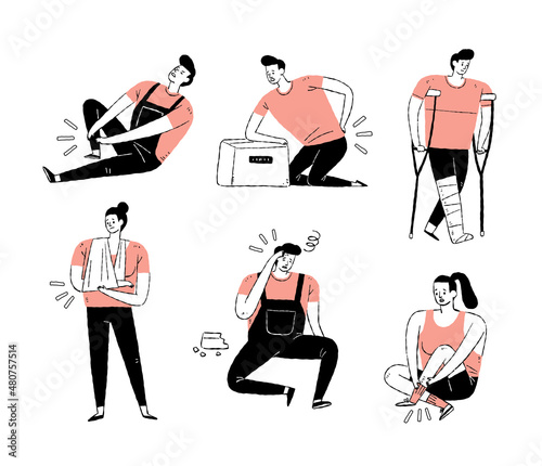set of people in physical injuries 
