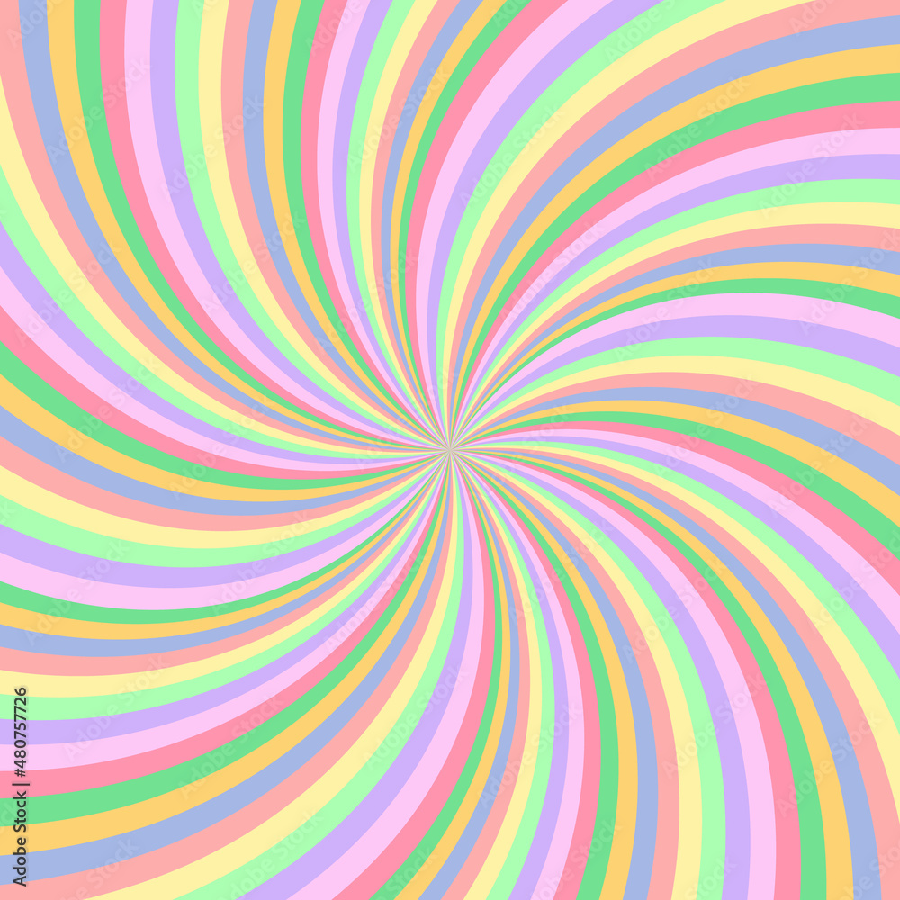Rainbow swirl background. Radial pastel rainbow of twisted spiral. Vector illustration. Rainbow swirl background. Radial pastel rainbow of twisted spiral. Vector illustration.