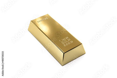 A gold bar, financial and reserve of value concept on white. 3d render
