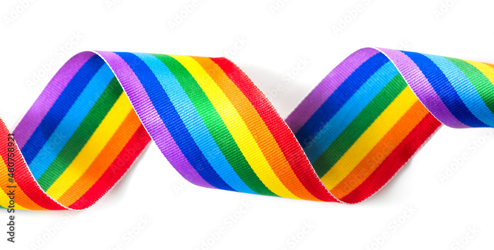Colorful Rainbow Ribbon Border Design. Lgbt Colourful Corner Design,  Isolated On White Background. Gay Pride Design. Curly, Waving Ribbon Or  Banner With Flag Of Lgbtq Pride Border Photos | Adobe Stock