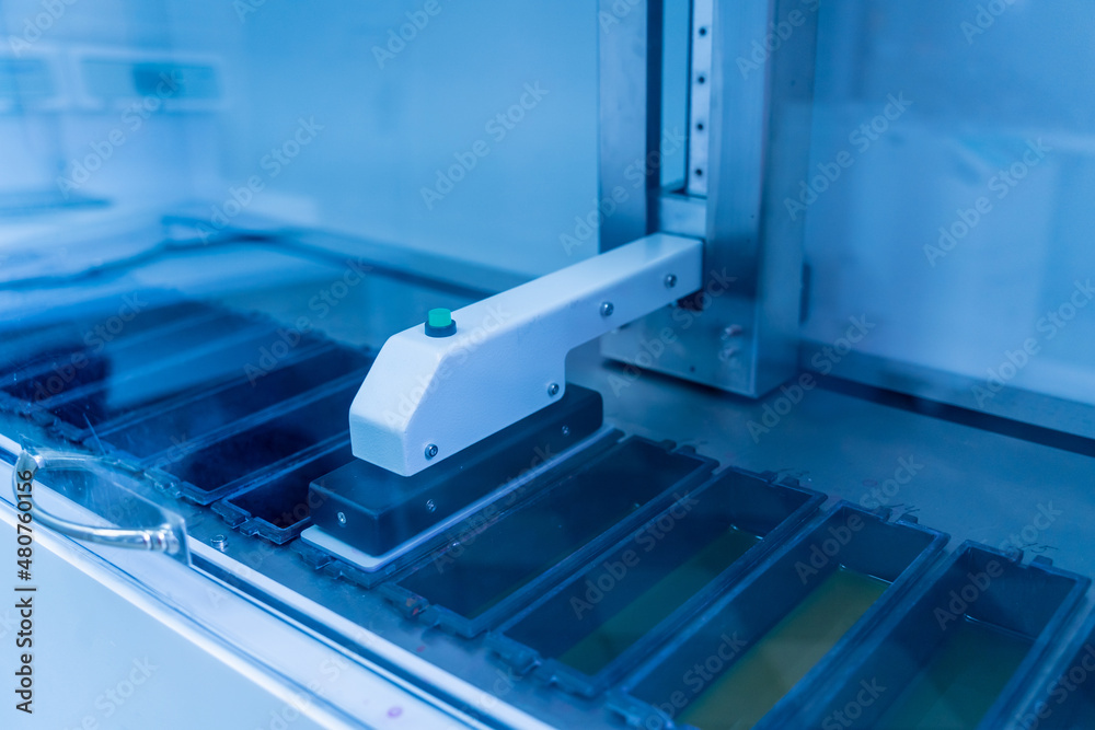 Automatic multi slides stainer at the modern laboratory Automatic multi slides stainer at the modern laboratory