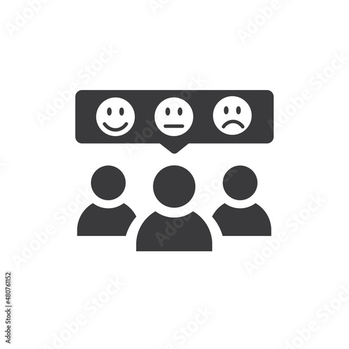 Rating team and smiling, neutral and dissatisfied person to vote.