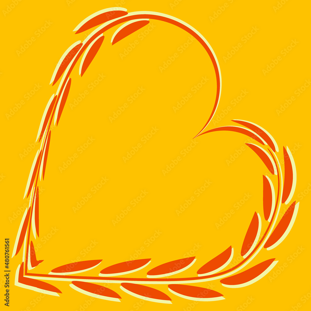 Heart of leaves. Grass. Congratulations on Valentine, Valentin Day. Design element Heart of leaves. Grass. Congratulations on Valentine, Valentin Day. Design element