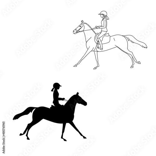 Young horsewoman rides a short horse © irinamaksimova