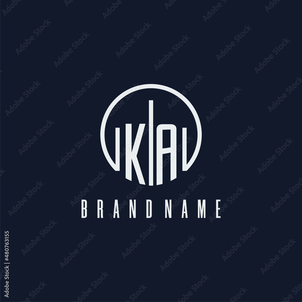 KA initial monogram logo with circle style dsign - obrazy, fototapety, plakaty 