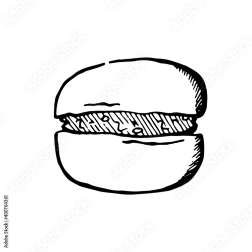 Doodle style macaroon isolated on white background