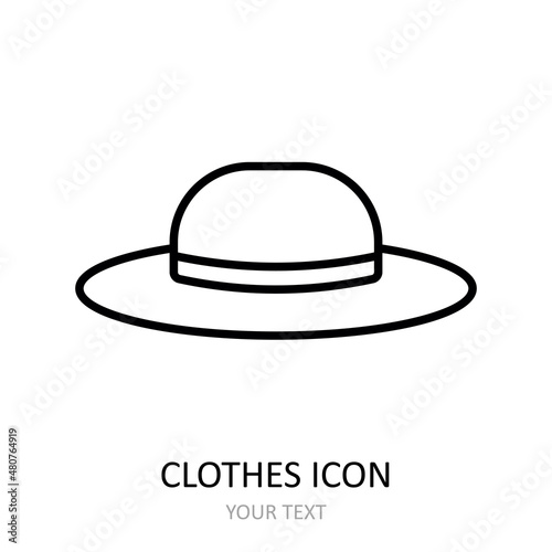 Vector illustration with hat icon. Outline drawing.