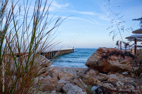 Landscape view from Varna beach, St. Konstantin and Helena photo