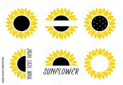 Sunflowers art silhouettes and space for text