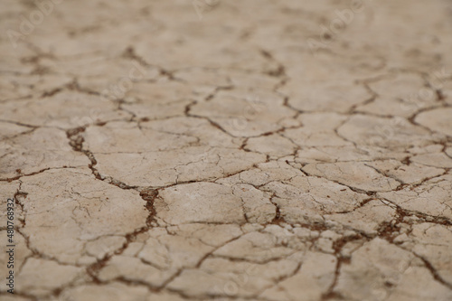 Close up detail of dry cracked brown earth