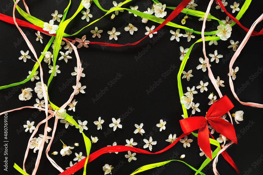 Festive background decoration with a border with decor items