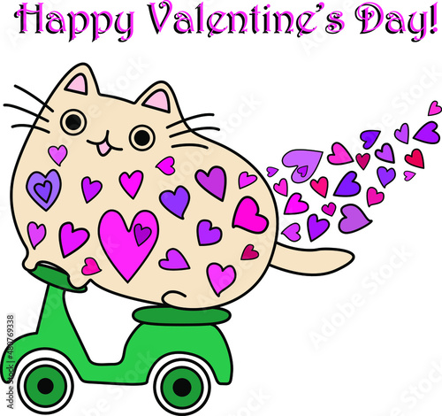 valentine with a picture of a cat on a moped