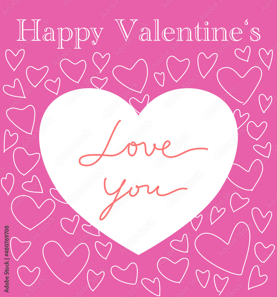 happy valentines day card freehand drawing vector