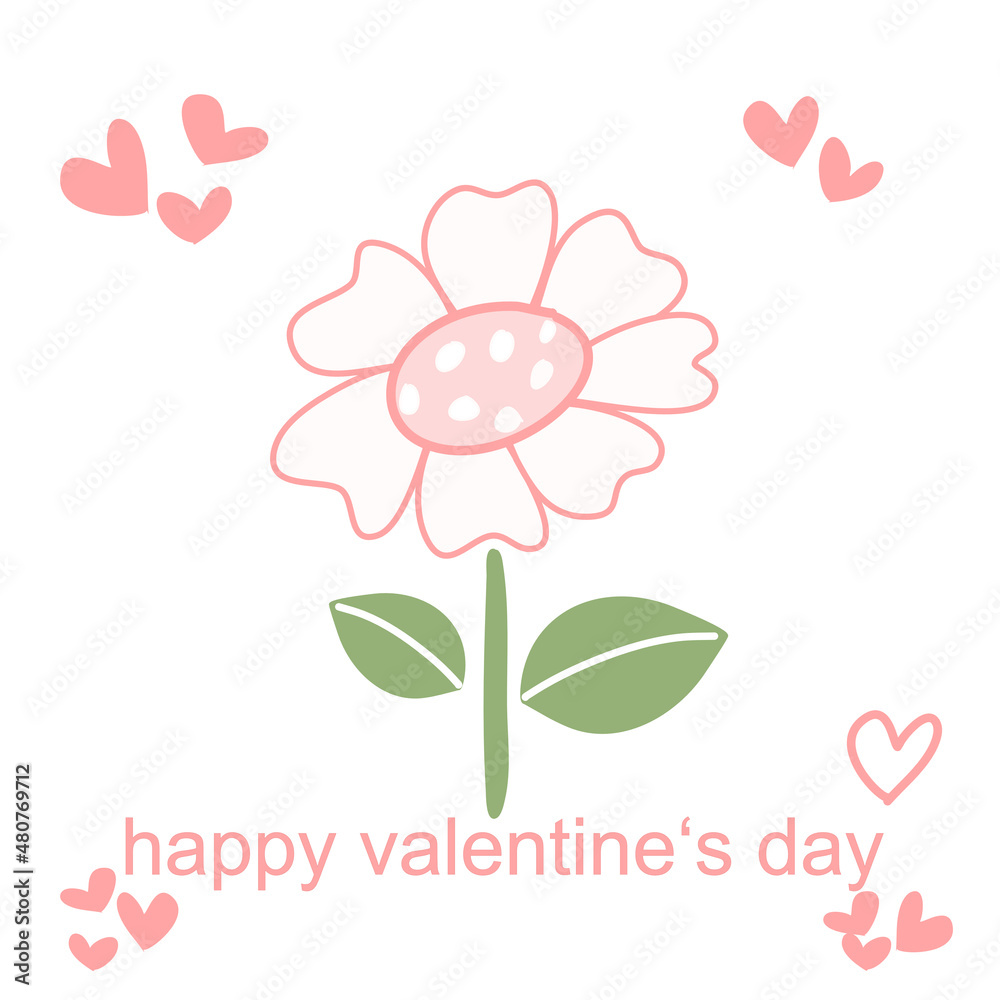 card with pink flowers for valentine cartoon vector card with pink flowers for valentine cartoon vector