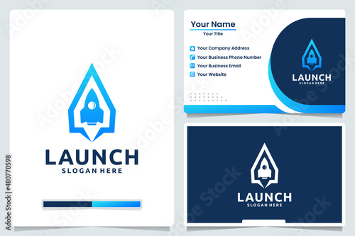 launch rocket , logo design and business card