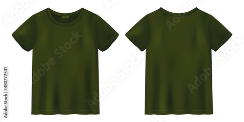 Unisex olive color t shirt mock up. T-shirt design template.