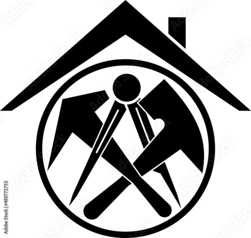 Dachdeckerwerkzeuge, Dach, Werkzeuge, Dachdecker Logo, Aufkleber Label
