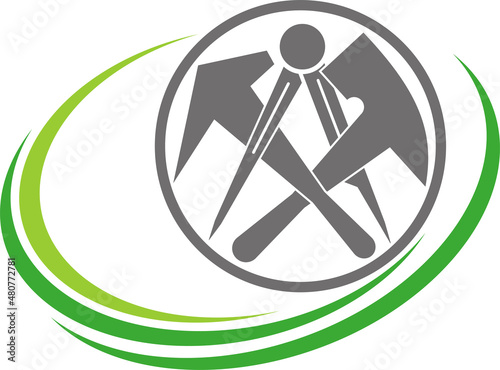 Dachdeckerwerkzeuge und Kreise, Werkzeuge, Dachdecker Logo, Hintergrund