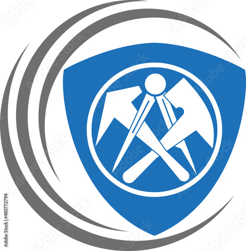 Dachdeckerwerkzeuge, Wappen, Werkzeuge, Dachdecker Logo, Button