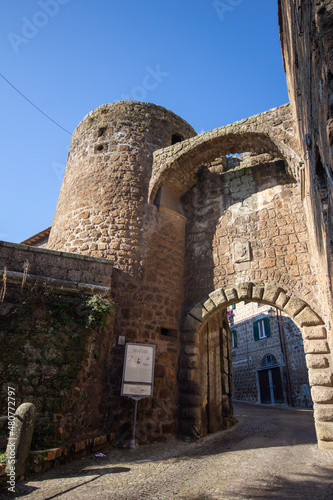 Porta Franceta It was the gateway to the part of the medieval town and famous as the gate of the three eras because it features elements dating back to Roman  medieval and Renaissance age.Sutri Italy.