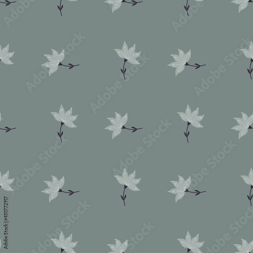 Flowers abstract seamless pattern. Hand drawn nature background.