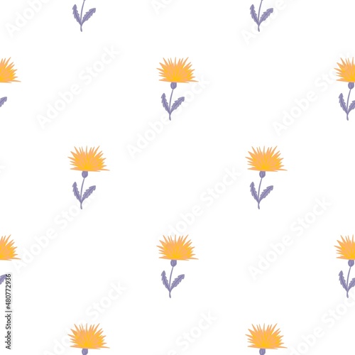 Dandelion cute seamless pattern. Hand drawn meadow background.