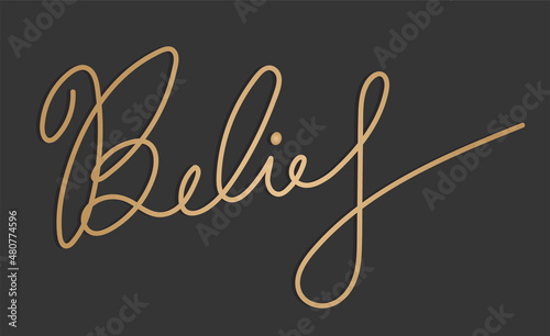 Belief Word Gold Calligraphy Illustration