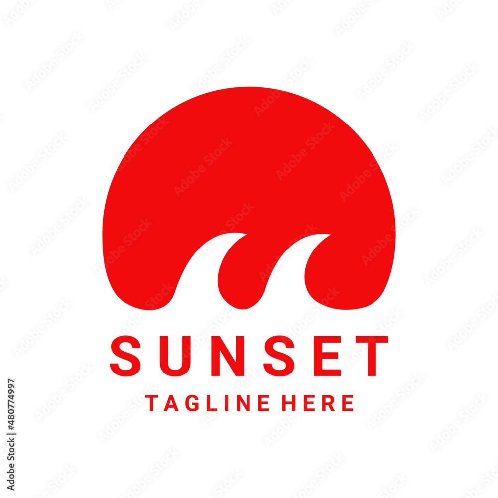 sunset and waves logo design template sunset and waves logo design template