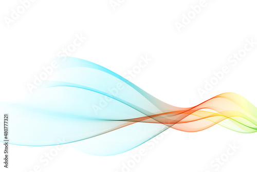 Abstract transparent flow of colored lines in the form of a wave.Design template.