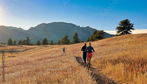 Women joggers on Boulder, Colorado's Flatirons Vista Trail