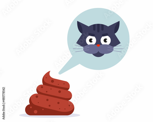 smelly cat feces. animal poop. flat vector illustration.