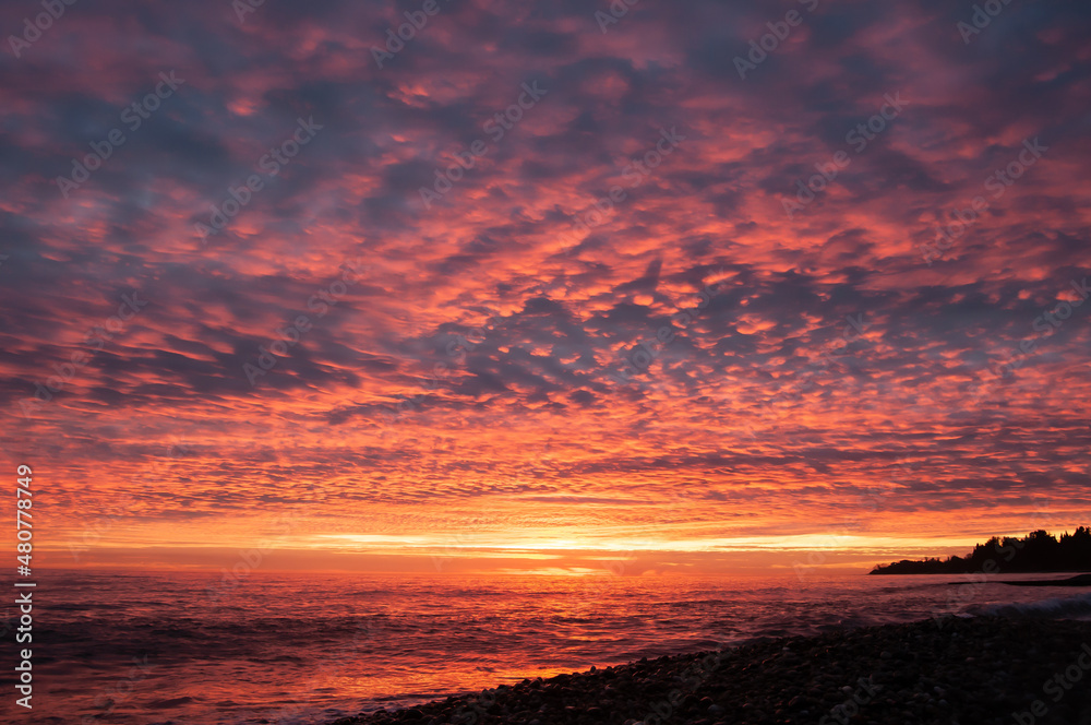 Beautiful crimson sunset over the sea. Beautiful crimson sunset over the sea.