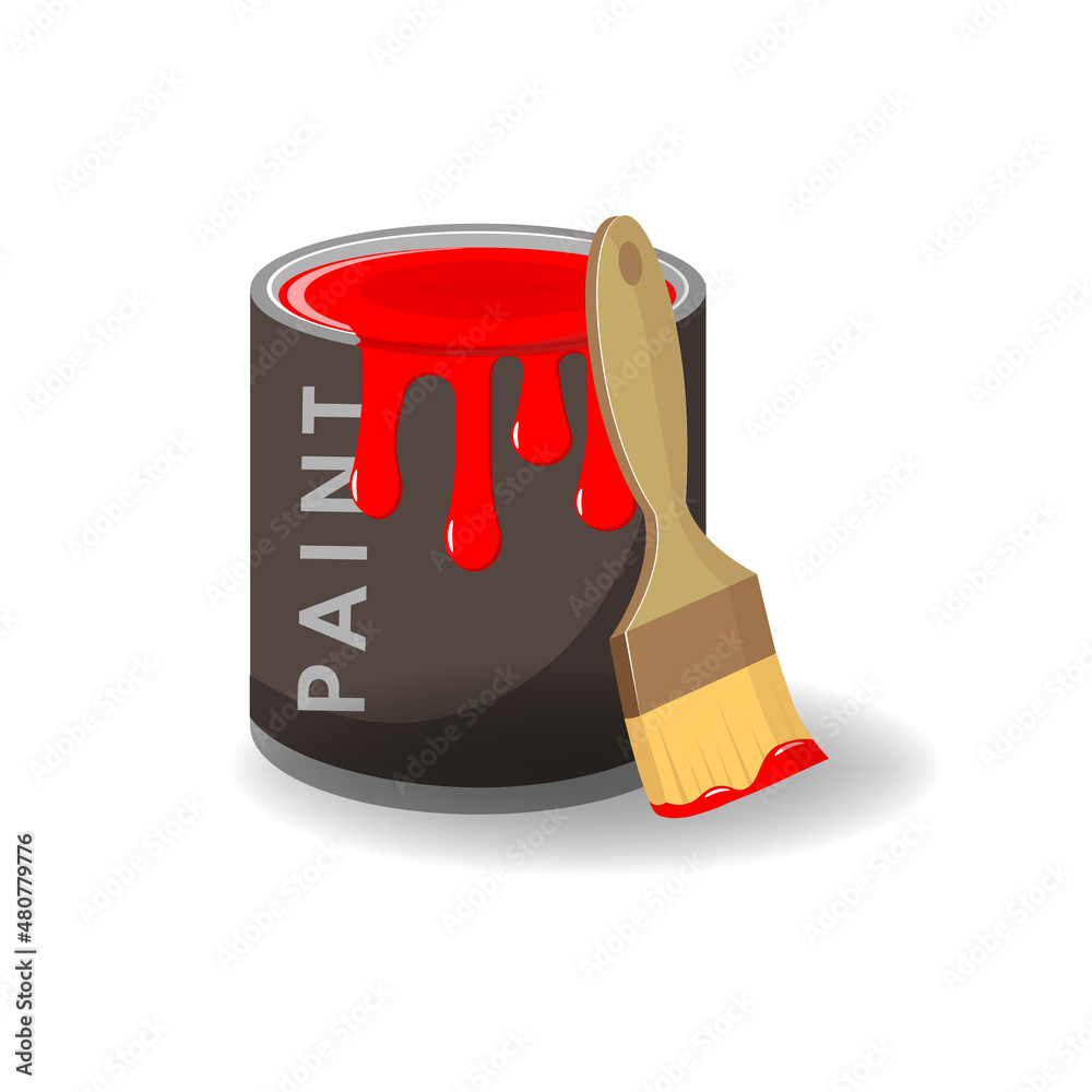 paint brush open can. Vector 3d isometric, color web icon, new flat style.