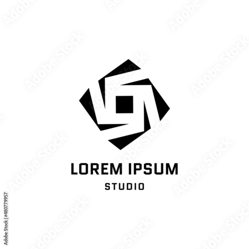 shooting studio logo. quadruped abstract camera lens design