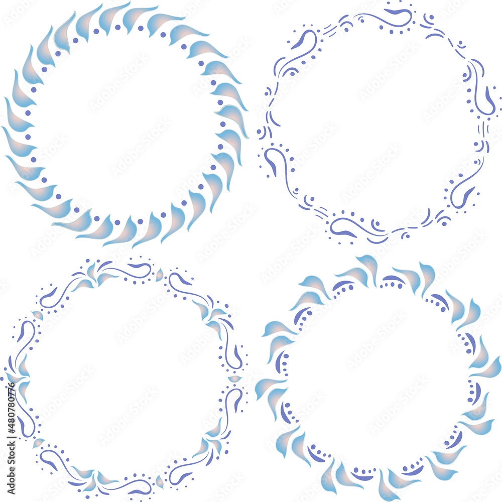 Fototapeta premium Round Seamless ornament. Floral wreath. Flowers and petals.Stylization of a watercolor drawing. Vector gradient.Border of postcards, banners