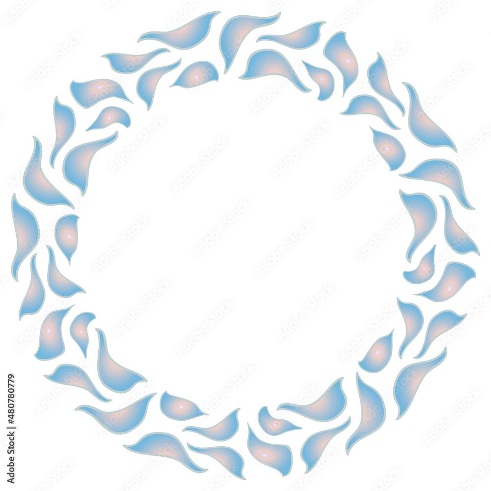 Round Seamless ornament. Floral wreath. Flowers and petals.Stylization of a watercolor drawing. Vector gradient.Border of postcards, banners Round Seamless ornament. Floral wreath. Flowers and petals.Stylization of a watercolor drawing. Vector gradient.Border of postcards, banners
