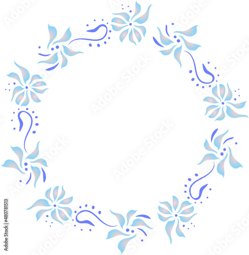 Round Seamless ornament. Floral wreath. Flowers and petals.Stylization of a watercolor drawing. Vector gradient.Border of postcards, banners. vector