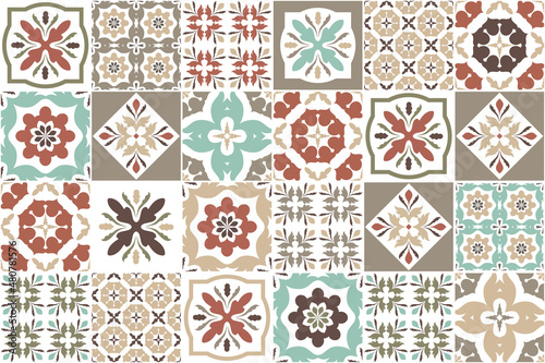Traditional ornate portuguese decorative tiles azulejos. vector